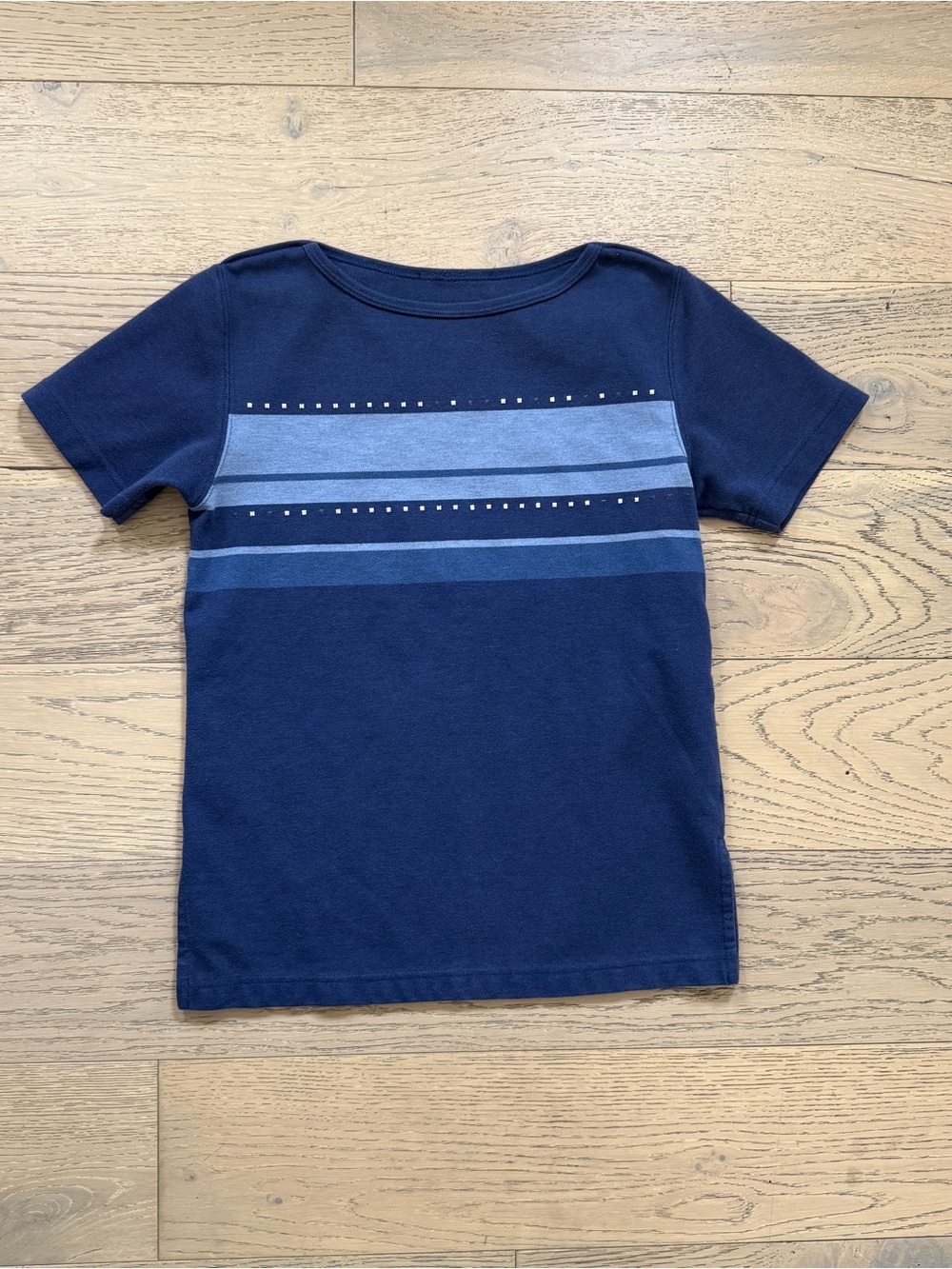 Boys Navy Stripe Short Sleeve Tee